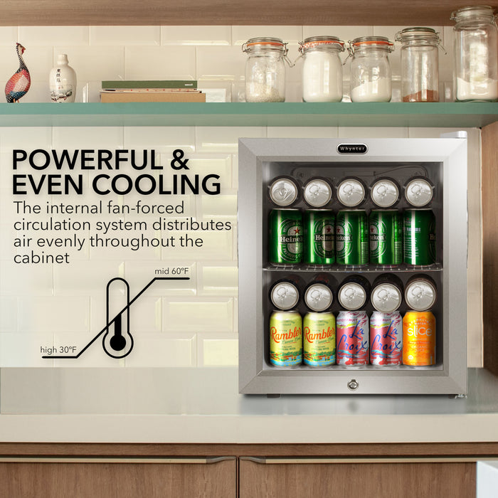 Whynter 62 Can Freestanding Beverage Refrigerator cooler With Lock Stainless Steel | BR-062WS