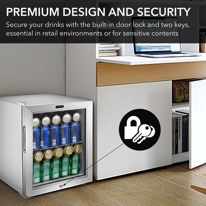 Whynter 62 Can Freestanding Beverage Refrigerator cooler With Lock Stainless Steel | BR-062WS
