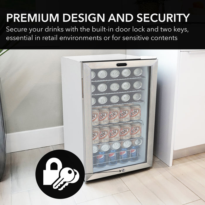 Whynter 120 Can Freestanding Beverage Refrigerator cooler with Lock Stainless Steel | BR-128WS