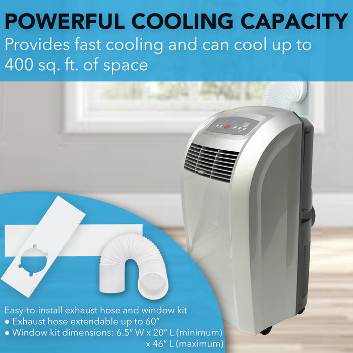 Whynter 12,000 BTU (5,000 BTU SACC) Portable Air Conditioner, Dehumidifier, and Fan with Activated Carbon Filter, up to 400 sq ft in Platinum | ARC-12S