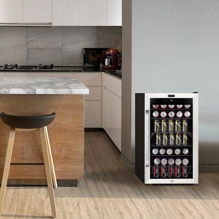 Whynter 121 Can Freestanding Beverage Refrigerator cooler with Digital Control and Lock Stainless Steel | BR-1211DS