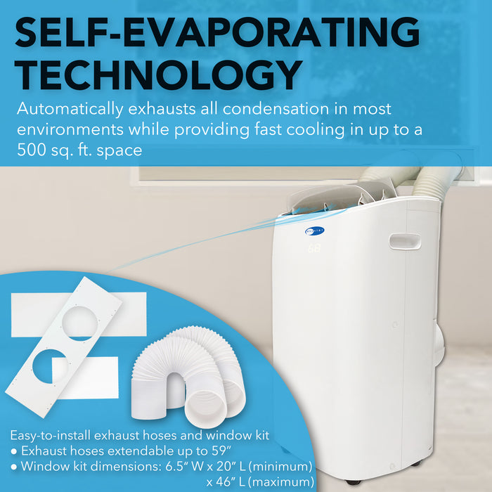 Whynter 14,000 BTU (10,000 BTU SACC) Dual Hose Cooling Portable Air Conditioner, Dehumidifier, and Fan with Remote Control, HEPA, and Carbon Filter, up to 500 sq ft in White | ARC-147WF