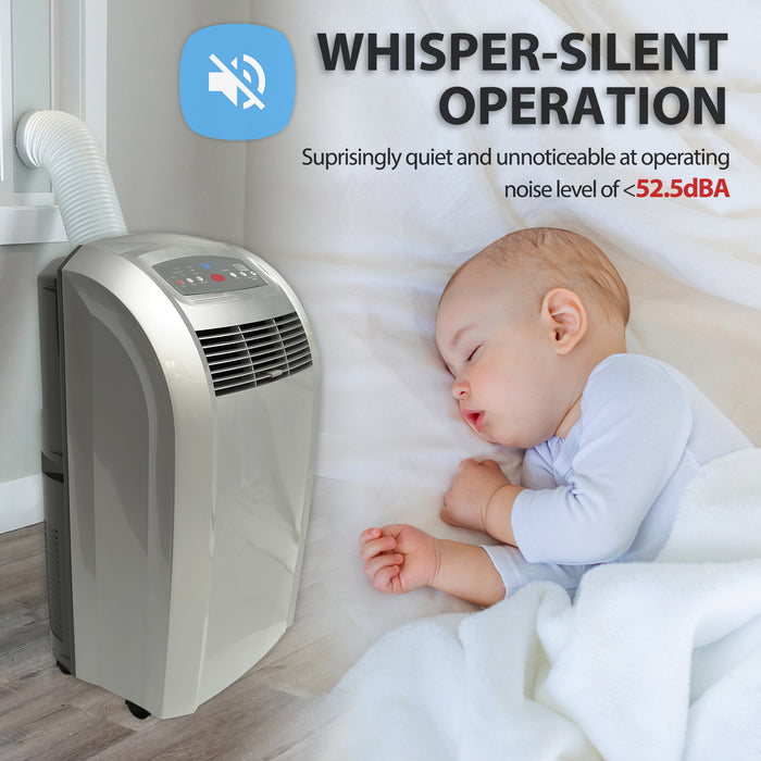 Whynter 12,000 BTU (5,000 BTU SACC) Portable Air Conditioner, Dehumidifier, and Fan with Activated Carbon Filter, up to 400 sq ft in Platinum | ARC-12S