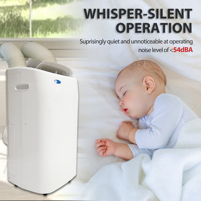 Whynter 14,000 BTU (10,000 BTU SACC) Dual Hose Cooling Portable Air Conditioner, Dehumidifier, and Fan with Remote Control, HEPA, and Carbon Filter, up to 500 sq ft in White | ARC-147WF
