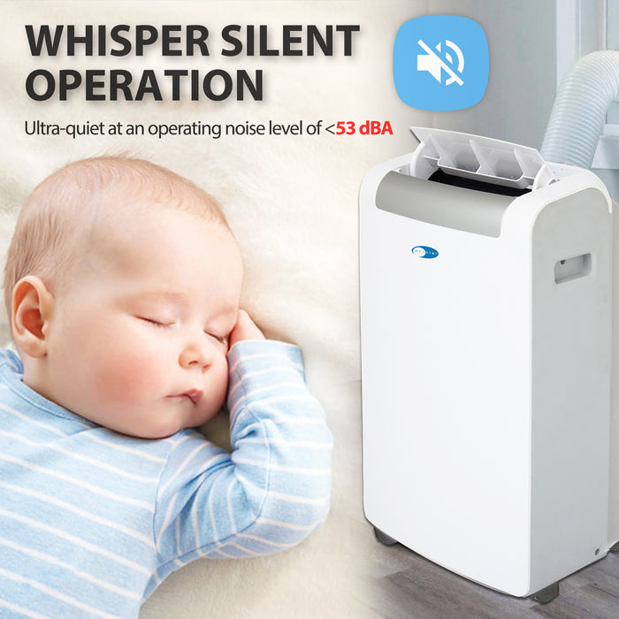 Whynter 14,000 BTU (10,000 BTU SACC) Portable Air Conditioner, Heater, Dehumidifier, and Fan with Activated Carbon and SilverShield Filter plus Drain Pump, up to 500 sq ft in White | ARC-148MHP