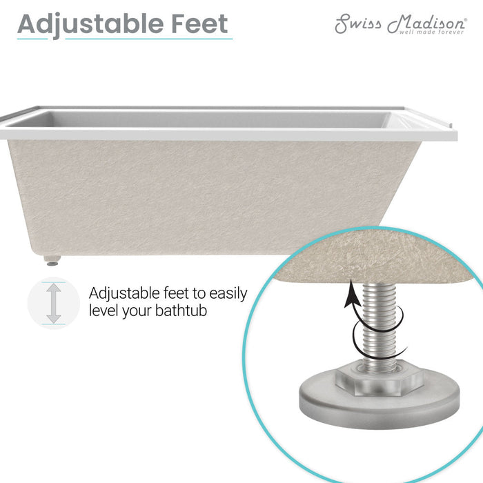 Swiss Madison Voltaire 54" x 30" Acrylic Glossy White, Alcove, Integral Right-Hand Drain, Bathtub | SM-AB563