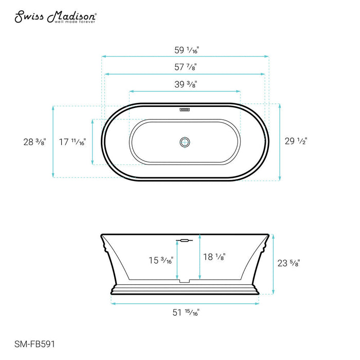 Swiss Madison Santorini 60" Freestanding Tub | SM-FB591