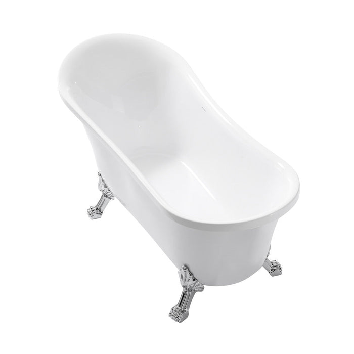 Swiss Madison Cache Single Slipper, Clawfoot Soaking Acrylic Bathtub, Chrome Clawfoot | SM-FB585CC