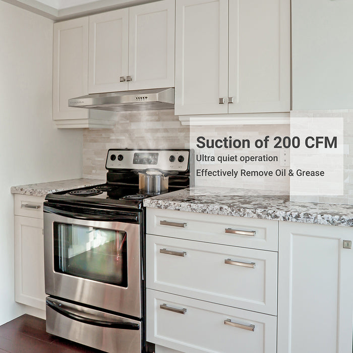 CIARRA 30" 200 CFM Under Cabinet Convertible Range Hood in Stainless Steel