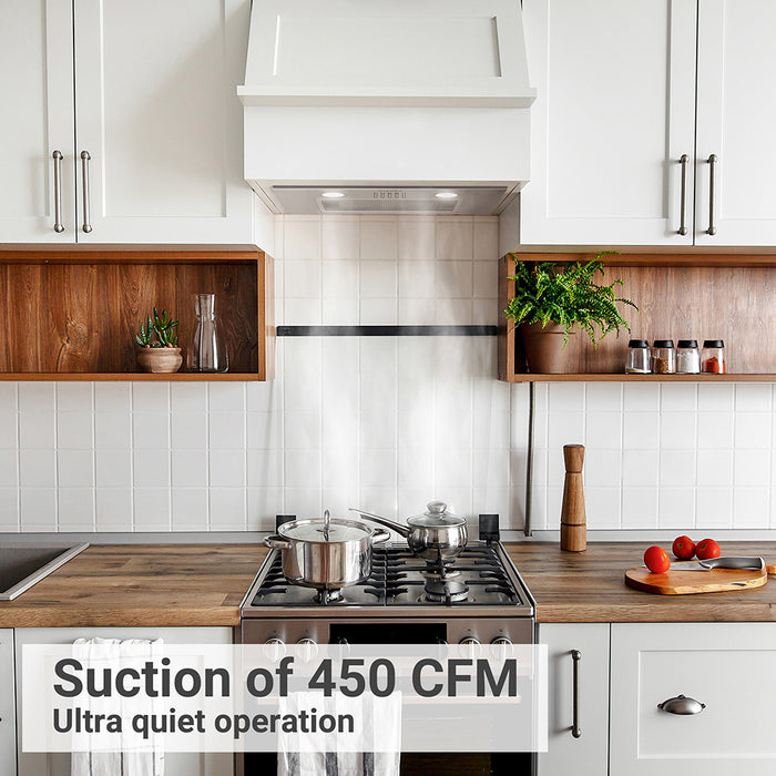 CIARRA 20" 450 CFM Built-in Under Cabinet Range Hood Insert in Stainless Steel with LED Lights