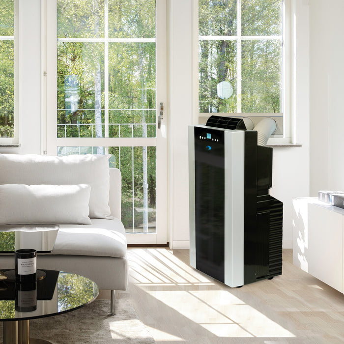 Whynter 14,000 BTU (9,200 BTU SACC) Dual Hose Cooling Portable Air Conditioner, Heater, Dehumidifier, and Fan with Activated Carbon Filter plus Storage bag, up to 500 sq ft in Platinum/Black | ARC-14SH